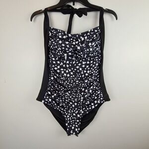 Smismivo‎ Womens Tummy Control Halter One Piece Swimsuit XL Ruched Push Up